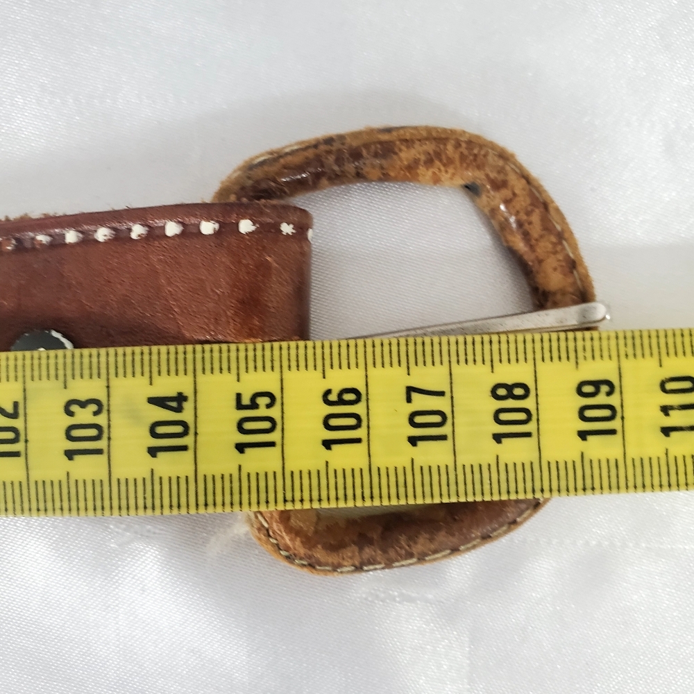 Vintage Men's Brown Western Leather Belt - Picture 10 of 11